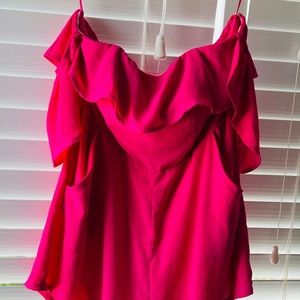 Luxxel Off-Shoulder Magenta Romper